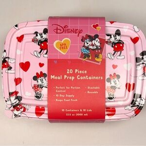 Disney Minnie & Mickey Pink and Red 20-Piece Meal Prep Containers New
